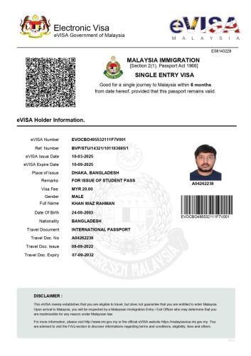 Malaysia-eVISA-Certificate  KHAN-WAZ-RAHMAN page-0001 (1)